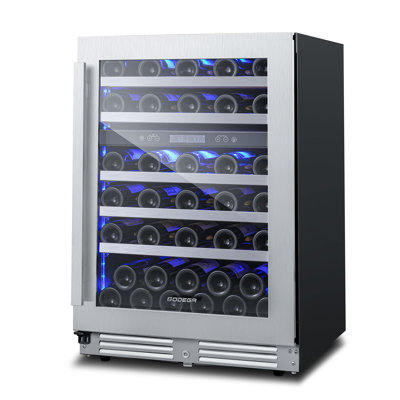 24" Dual Zone Wine Refrigerator, 56-Bottle Built-In or Freestanding Wine Cooler with Glass Door, Digital Temperature Control & LED Lighting, Stainless Steel