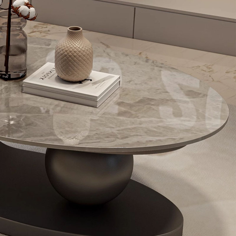 Table ovale moderne et luxueuse, H 15,7 po x L 47,2 po x l 23,6 po, Gris