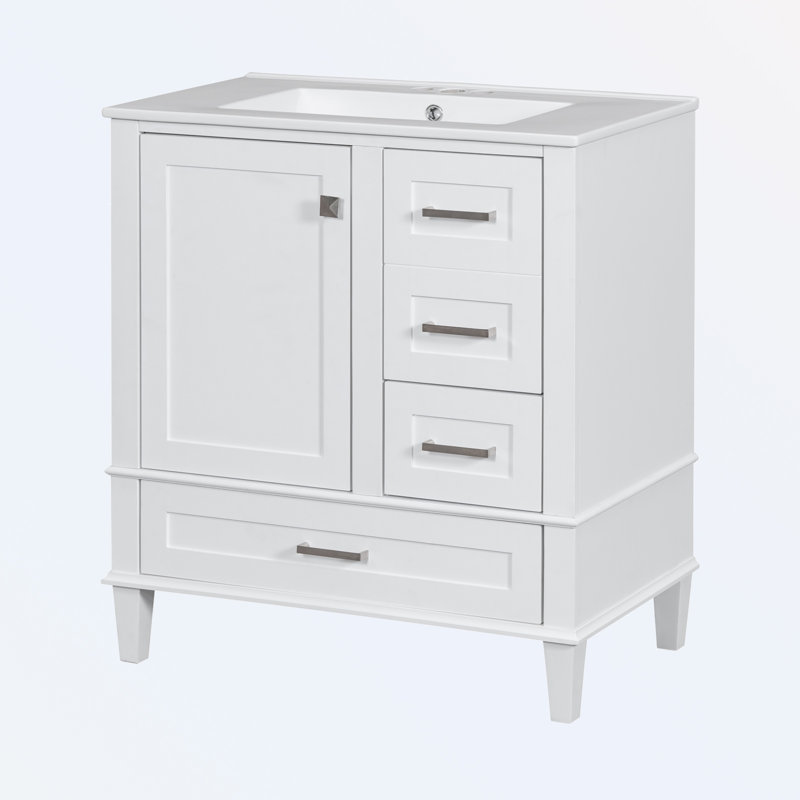 Omani 30'' Single Bathroom Vanity with Top, White