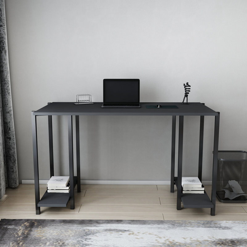 Academy Desk Metal Base Writing Desk, Anthracite/Black