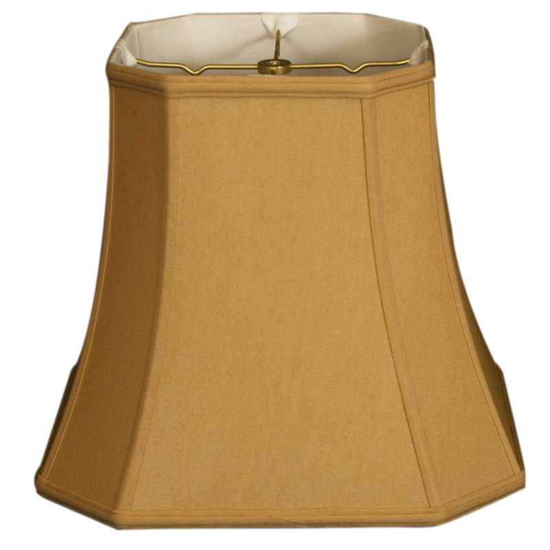 Abat-jour cloche en soie / shantung (araignée), Or antique / Blanc cassé, H 15 po x l 17 po x P 17 po