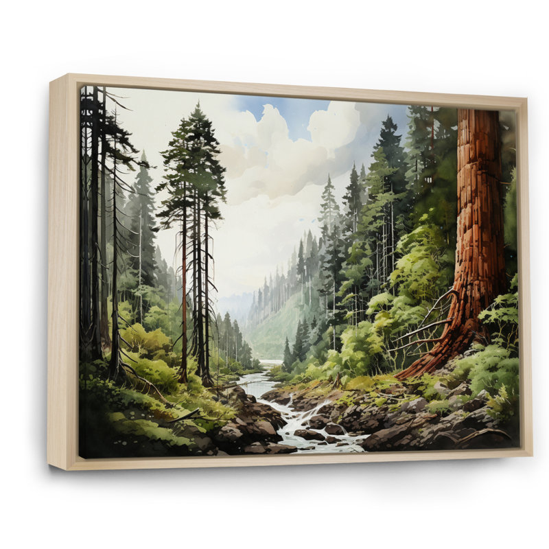 Redwood Giants Tree Forest Lanscape II - Tree Redwood Canvas Wall Art79, H 24 po x l 32 po x P 1 po, Naturel