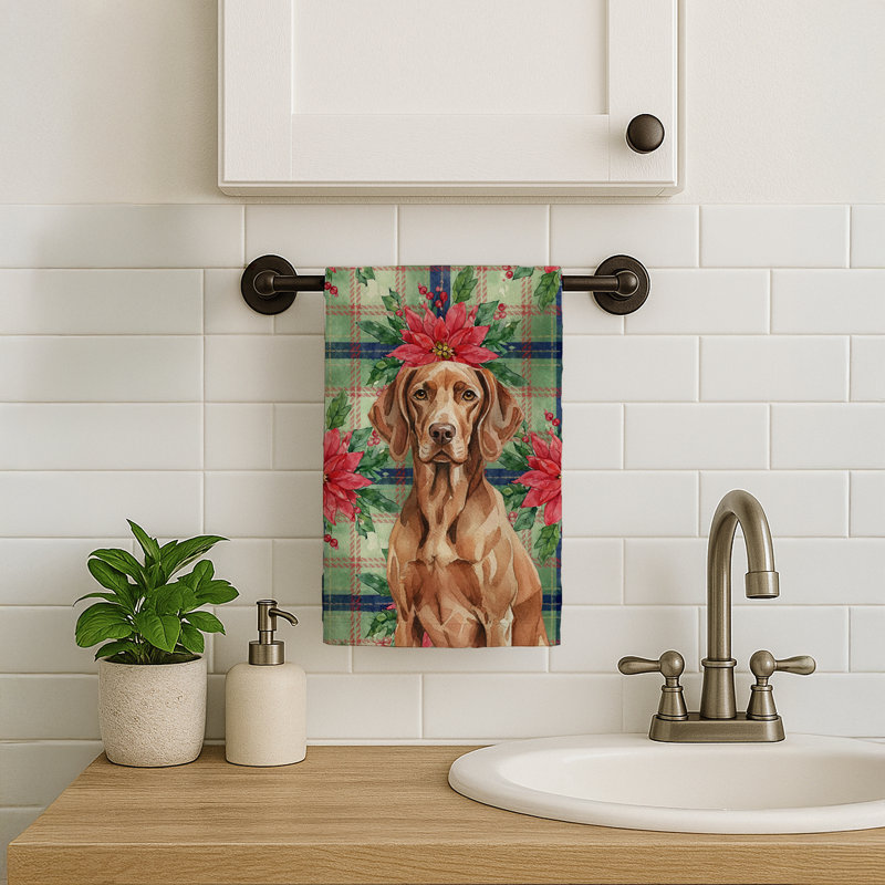 Liver Pointer Christmas PoinsettIas Kitchen Towel, Liver Pointer