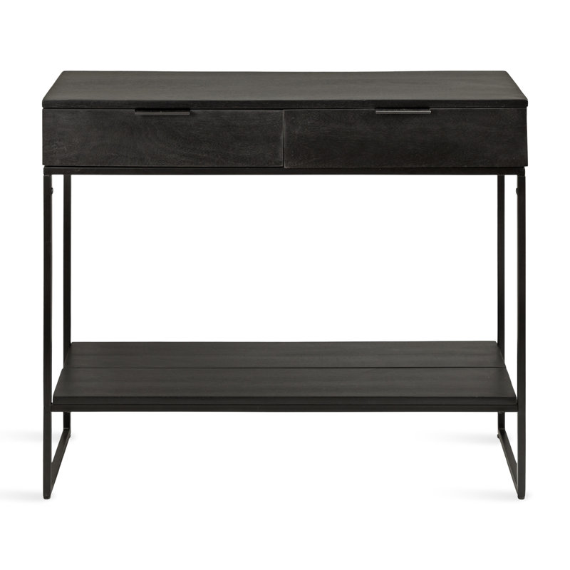 Console en bois et métal Giguere avec tablette de rangement