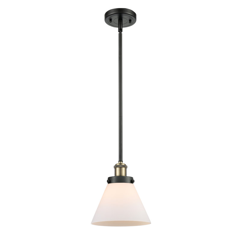 Mini-luminaire suspendu 8 "Ballston Urban Cone - 1 lumière, Blanc mat, Laiton antique noir, Ampoule non incluse