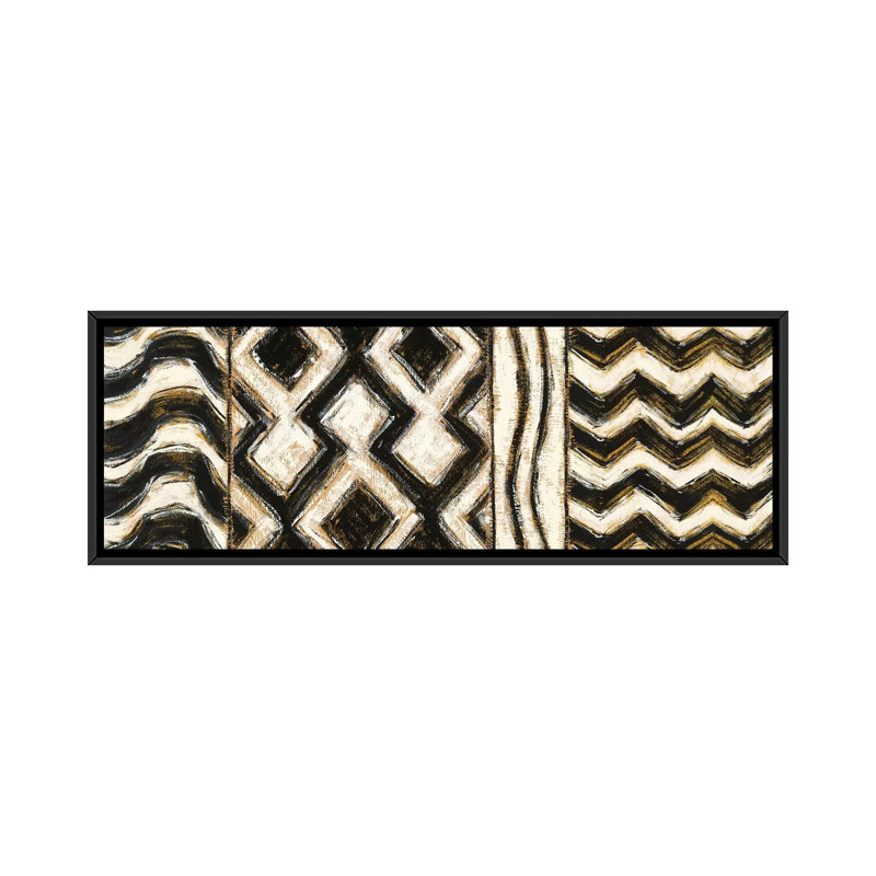«Black and Gold Geometric VII», impression sur toile tendue, H 24 po x l 72 po x P 1,5 po, Toile avec cadre noir