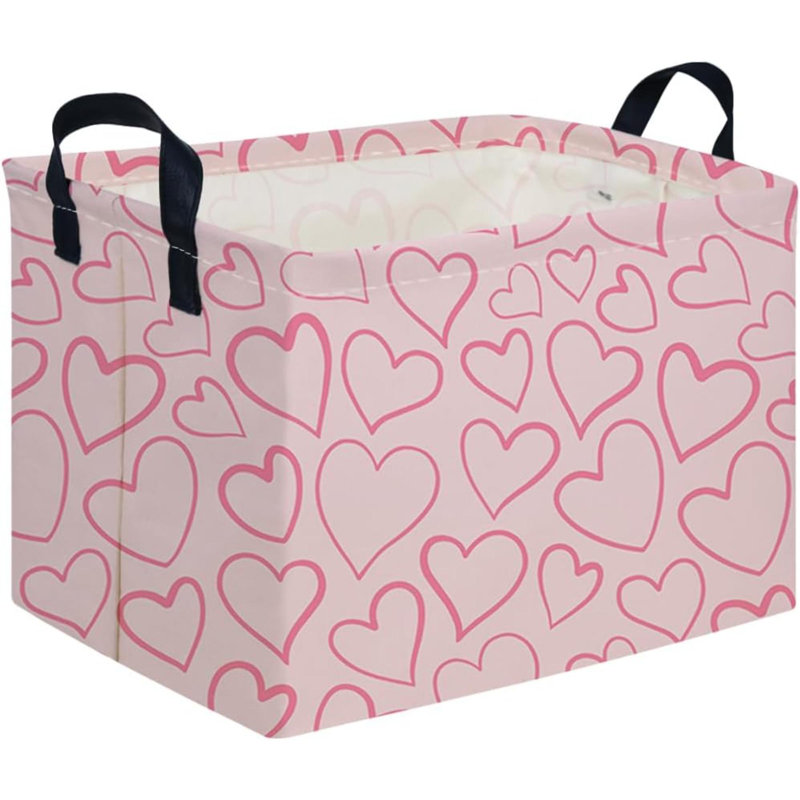 Rectangular  Valentine's Day Gift Basket,Nursery Basket,Pink Girls Gift Baskets,Kids Toy Storage Bin, Love Heart Room Decor For Home,Shelf Baskets