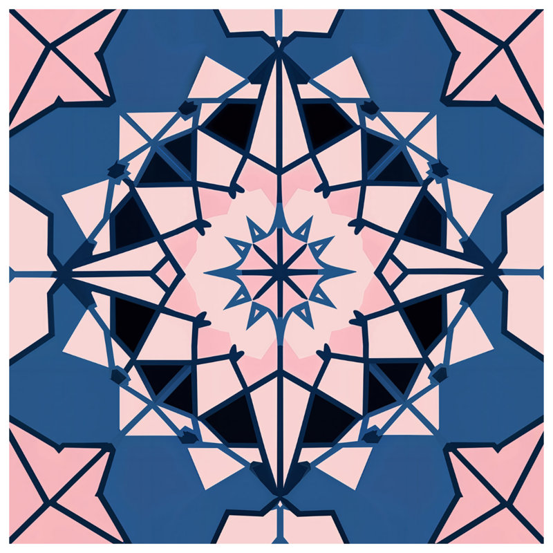 Tapisserie murale rose kaléidoscope - Décoration murale kaléidoscope, H 68 po x l 80 po avec 4 œillets