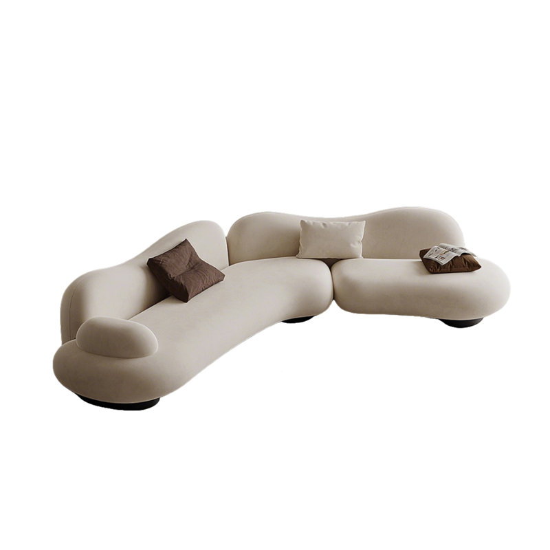 Canapé 133,66 po en forme de Snownylon blanc, 4, H 29,13 po x l 133,86 po x P 41,34 po