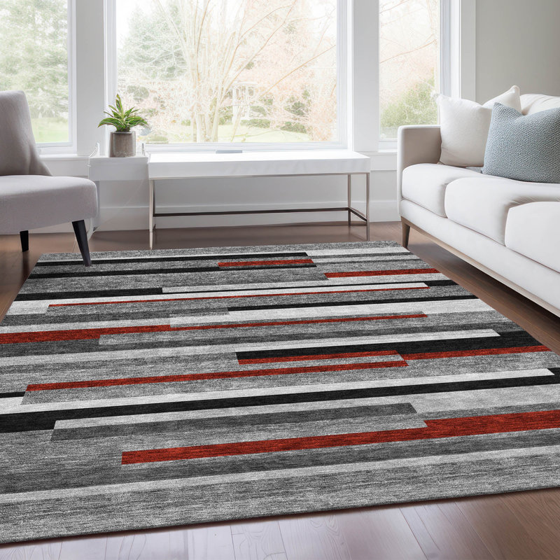 Premium Machine Washable Prisco Gray Rug, Rectangle 8' x 10'