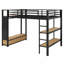 Lit mezzanine avec garde-robe, tablettes de rangement et panneau perforé-1254086558