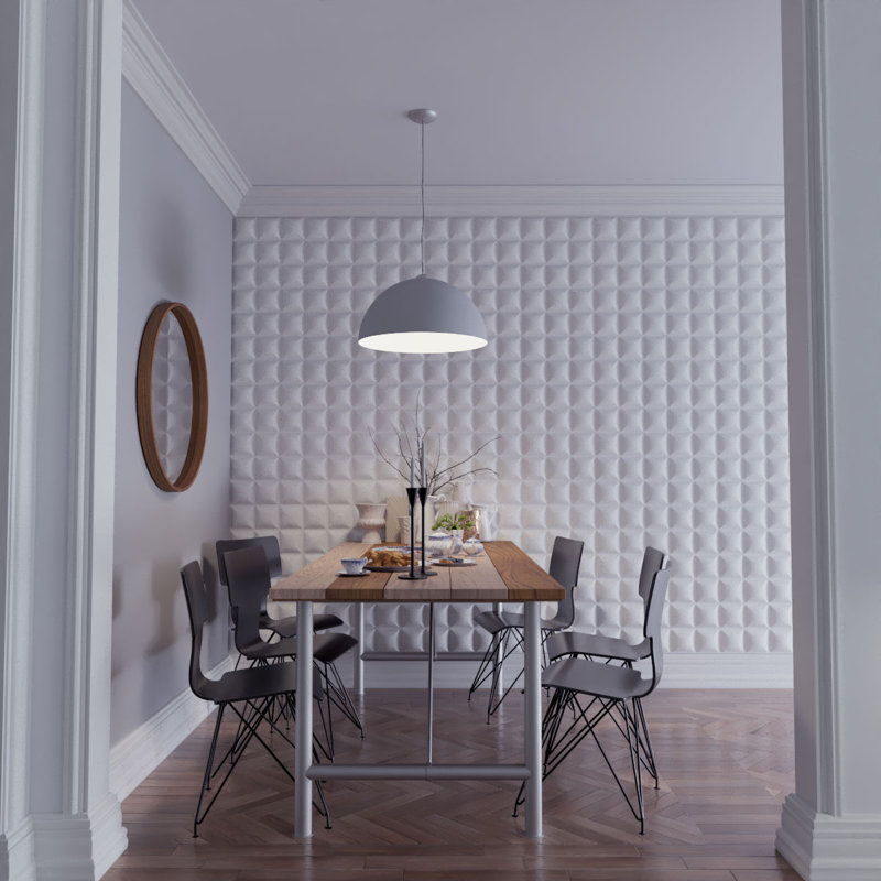 White Textured 3D PVC Wall Panels Set of 10