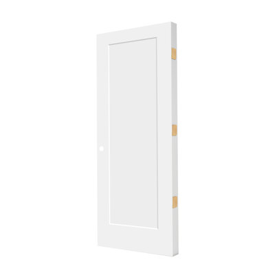 (With Lockset And Hinge Holes) Predrilled Primed Hollow Wood 1-panel Shaker Style Interior Mold Door