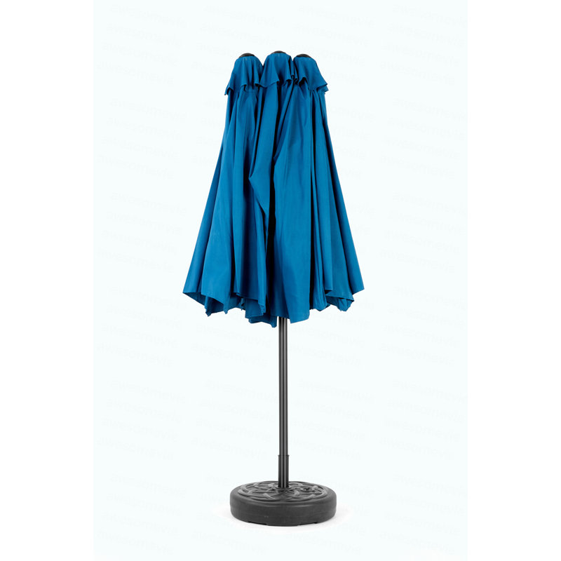 Grand parasol d'extérieur double face 14,8 pi avec manivelle (bleu foncé) (sans base), Bleu très foncé