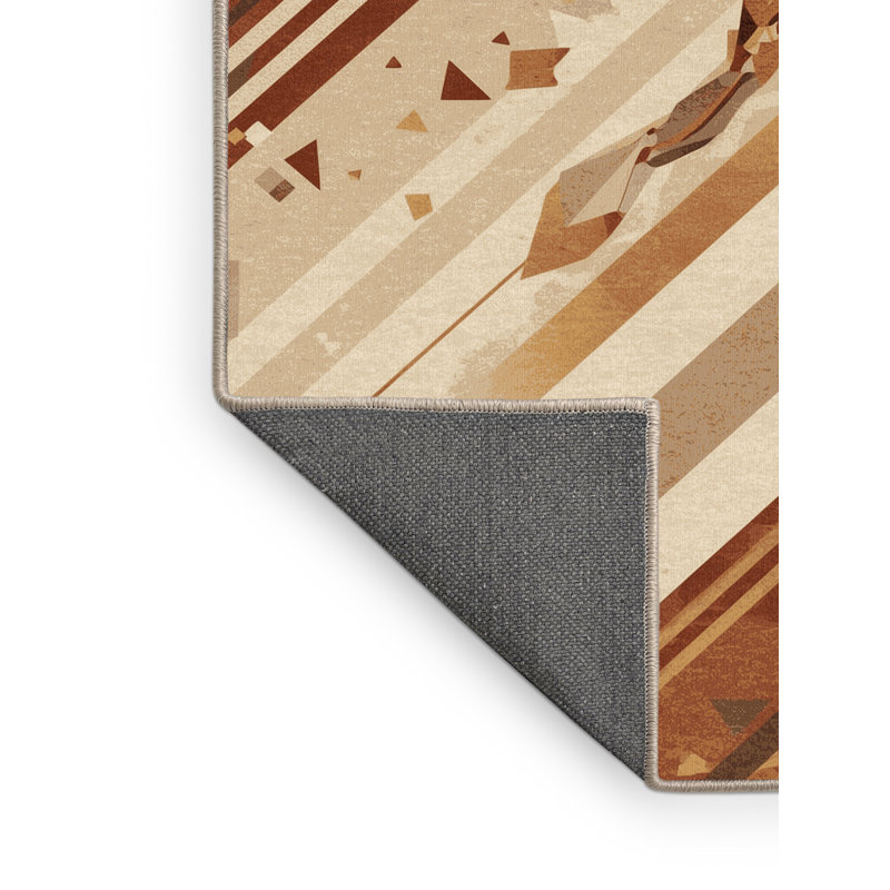 Tapis moelleux et doux à motif géométrique d'inspiration mondiale Montauk Mardi Gras - reliure beige, 4x6