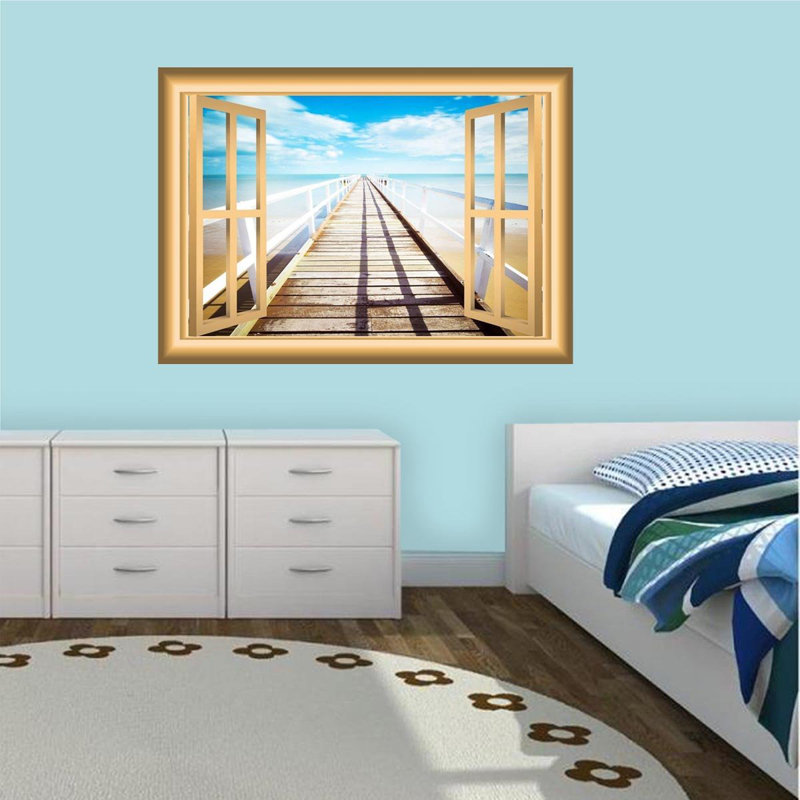 Décalcomanie murale boardwalk ocean beach, H 28 po x l 36 po x P 0,01 po