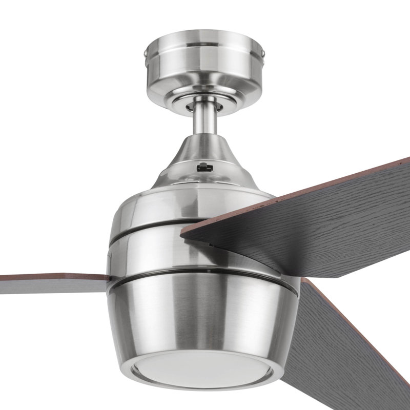 Eamon 52'' Ceiling Fan with LED Lights and Remote Control, Brushed Nickel/Northern Ebony