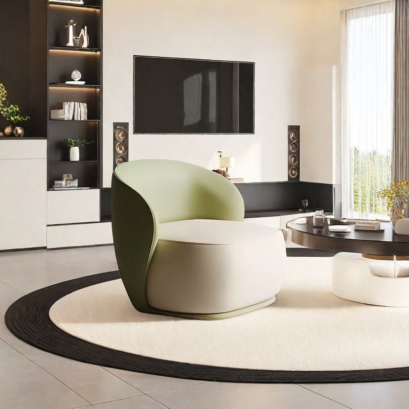 Canapé rond rond de luxe à lumière incurvée, Vert / blanc cassé