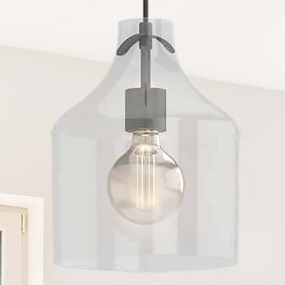 Akel 1-Light Indoor Black Pendant with Clear Glass Shade