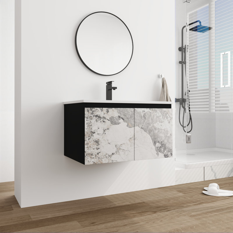 Meuble-lavabo simple 30 po avec comptoir en céramique