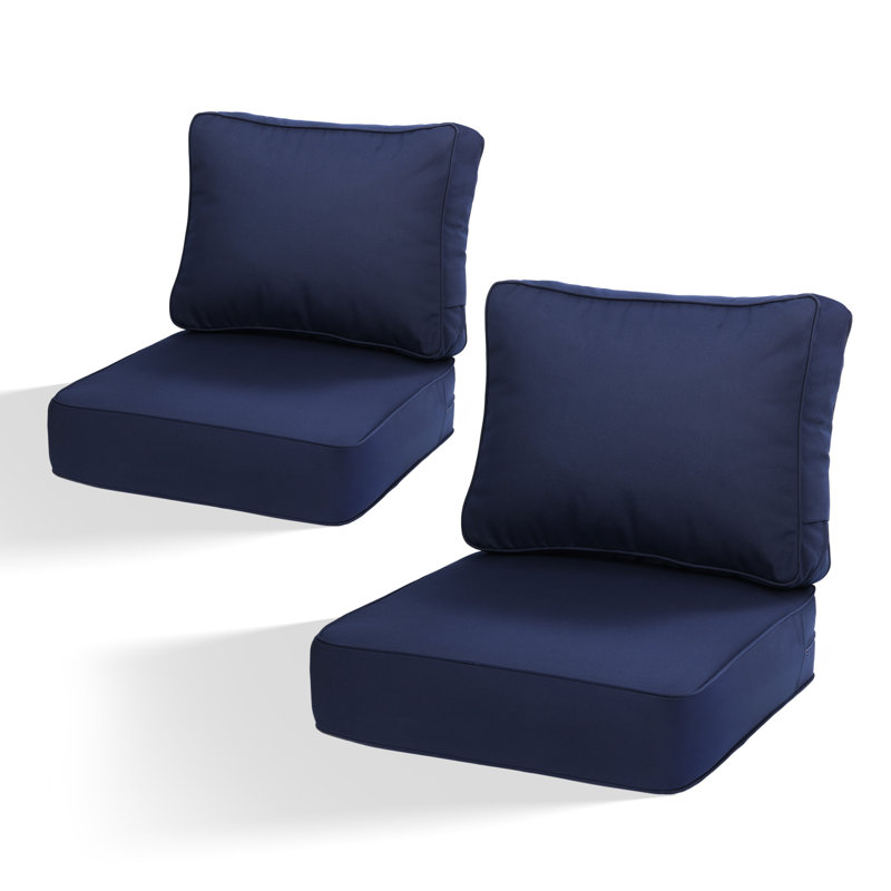 6 Inch Sunbrella Outdoor Chair Seat Back Cushion Set, 24" W x 25" D, Canvas Navy