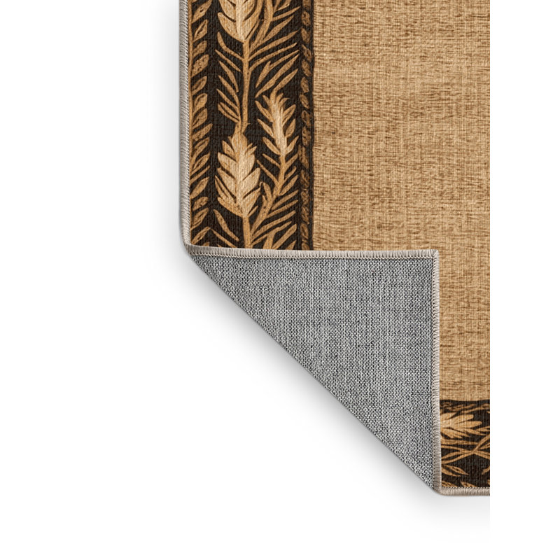 Washable Wheat Stalk Frame Farm Area Rug, Rectangle 3' x 5'