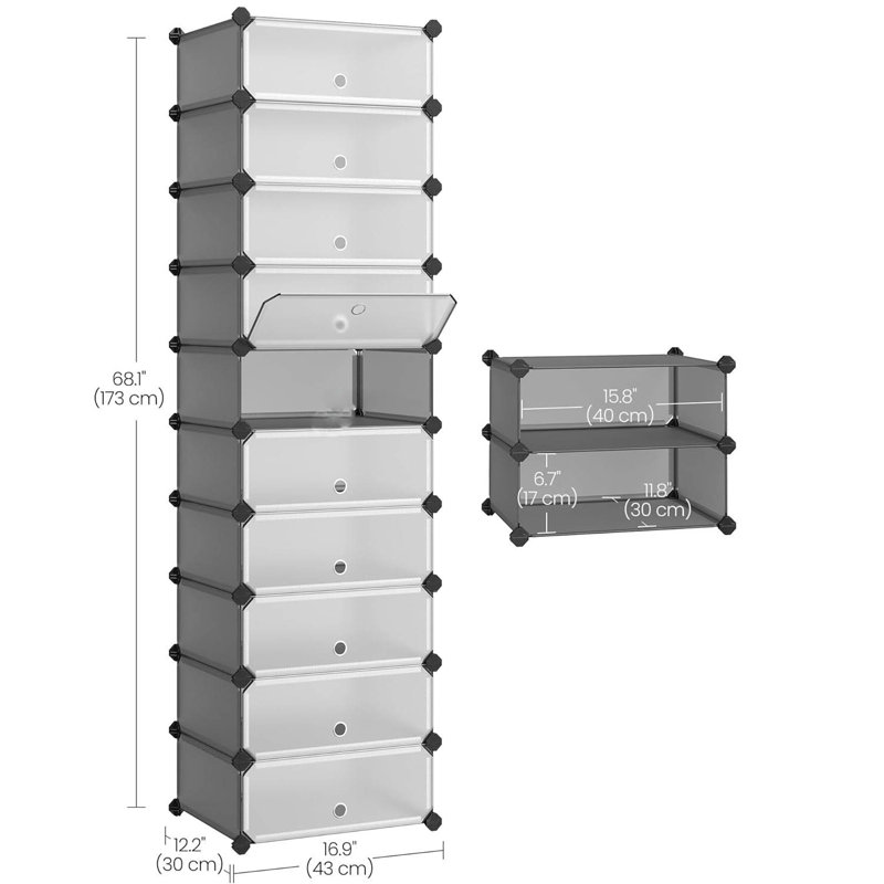20 Pair Shoe Storage Cabinet, Grey