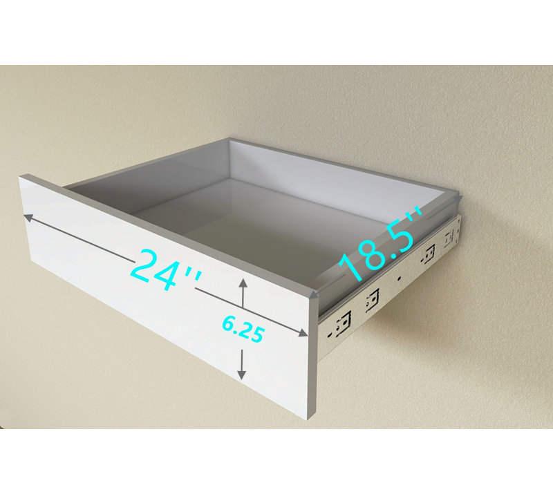 Tiroir blanc pour garde-robe de garde-robe blanc, hauteur de 6,25 po et profondeur de 18 po, H 6,25 po x l 24 po x P 18,5 po