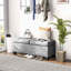 Banc de 46 po avec accoudoirs gris avec option de rangement, 46 po. Structure en acier. Rangement caché. Ajoute confort et style à votre espace