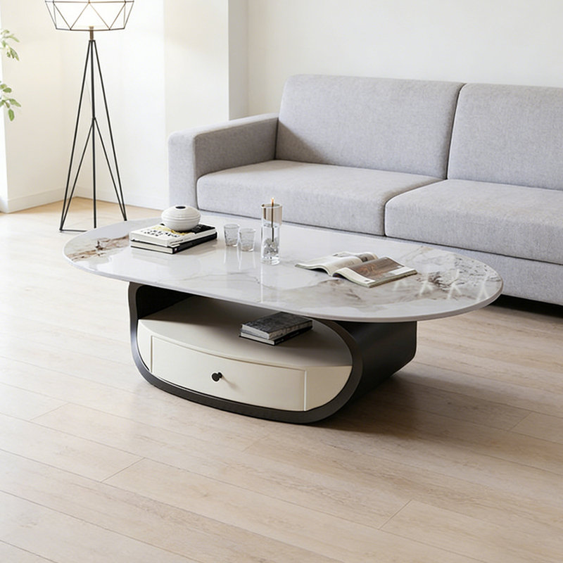 Table basse Simplicity, Blanc / Gris, H 16,53 po x L 47,24 po x l 23,62 po