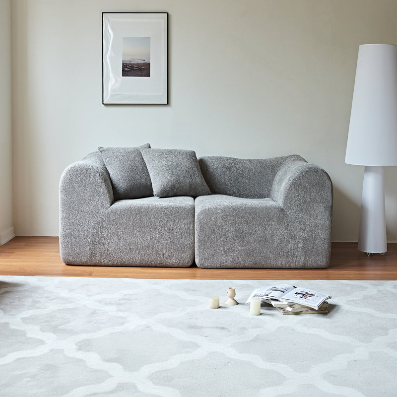 Canapé confortable en velours 2 places avec coussins, peu encombrant et idéal pour les petits espaces de vie, le bureau ou un appartement