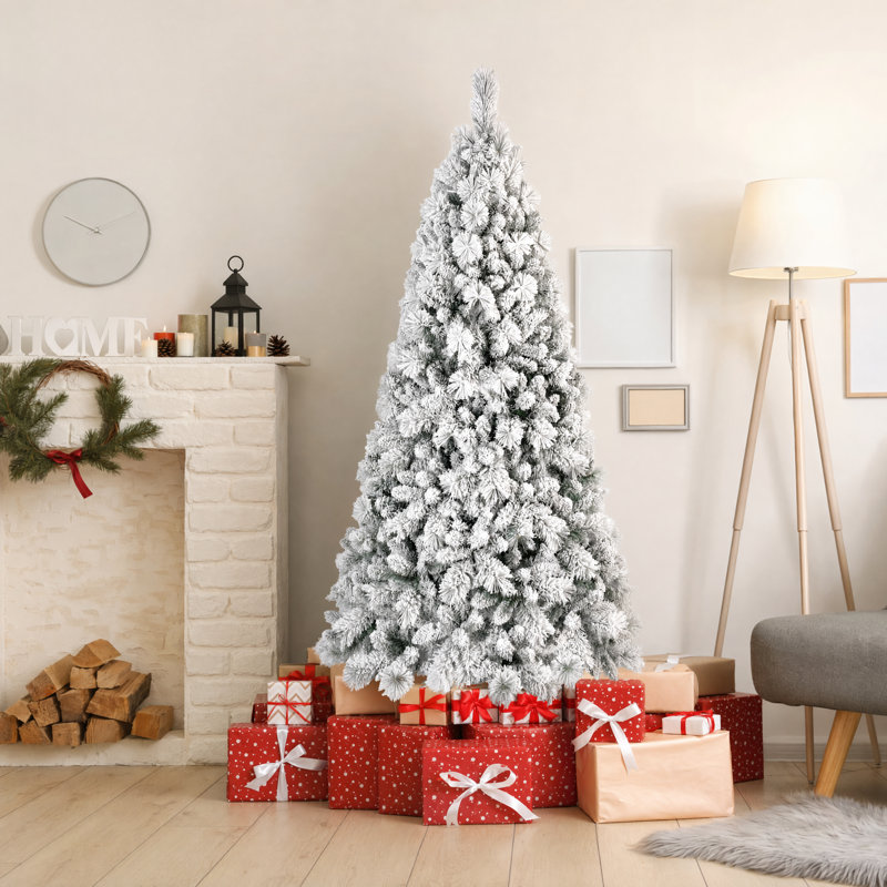 Arbre de Noël 5 pi avec 518 pointes - PVC enneigé et branches à aiguilles dures, structure à charnières pour une installation facile, support en métal stable - arbre de Noël réaliste