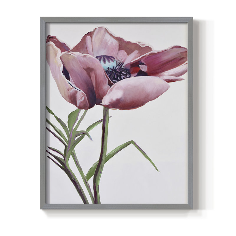 «Paris Poppy», reproduction encadrée - bois massif, H 21 po x l 17 po, Gris