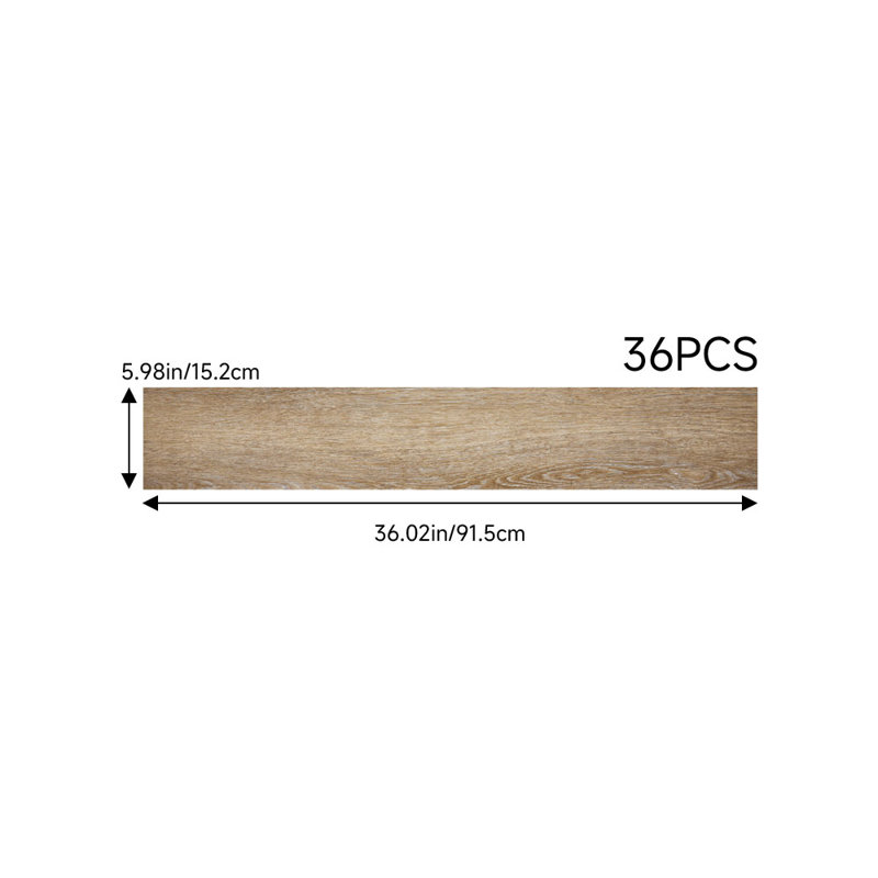15.2x91.5 cm 36Pcs Self Adhesive PVC Flooring, Pale Brown