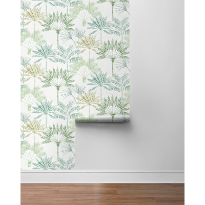 Palm Fan Botanical - Palm Peel and Stick Wallpaper Roll 20.5 in. W x 18 ft. L
