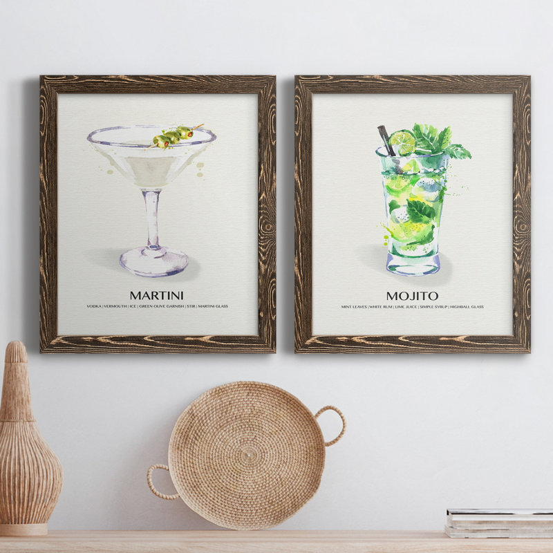 Martini - 2 photos encadrées sur toile tendue, H 31,5 po x l 23,5 po x P 1 po, Cadre noyer