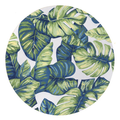 Commer Tropical Leaf Green Indoor/Outdoor Patio Rug