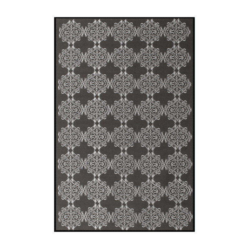Tapis de zone noire contemporaine, Rectangle 5 pi x 7 pi