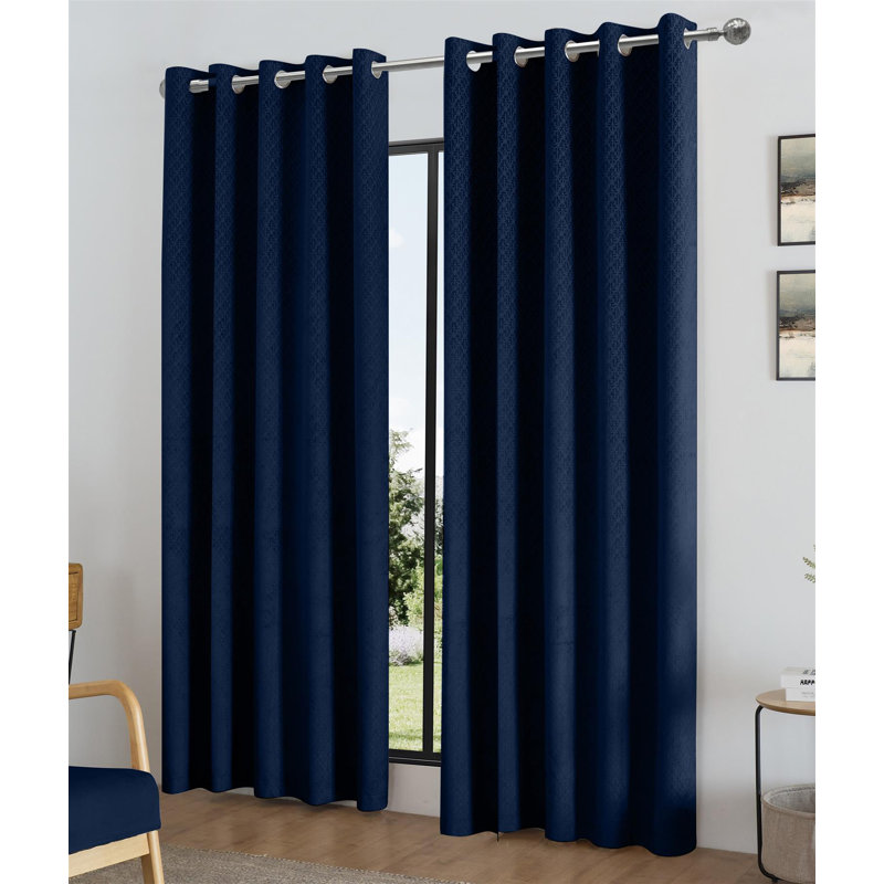 Adwita Temple Blackout Eyelet Curtain Panel Pair, 229" W x 229" L, Silver