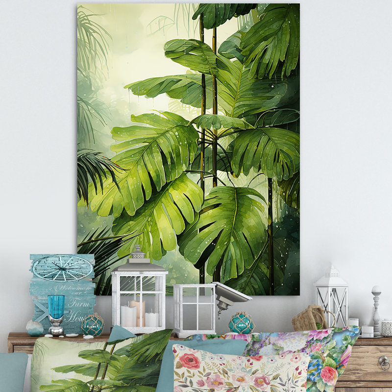 «Mossy Morning Palms II», reproduction sur toile, H 44 po x l 34 po x P 1,5 po, Toile tendue