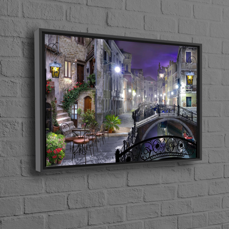 Personalized City Landscape Art Canvas With Stunning Cityscape View Wall Hanging, 80 cm H x 110 cm W, Black Floater Framed