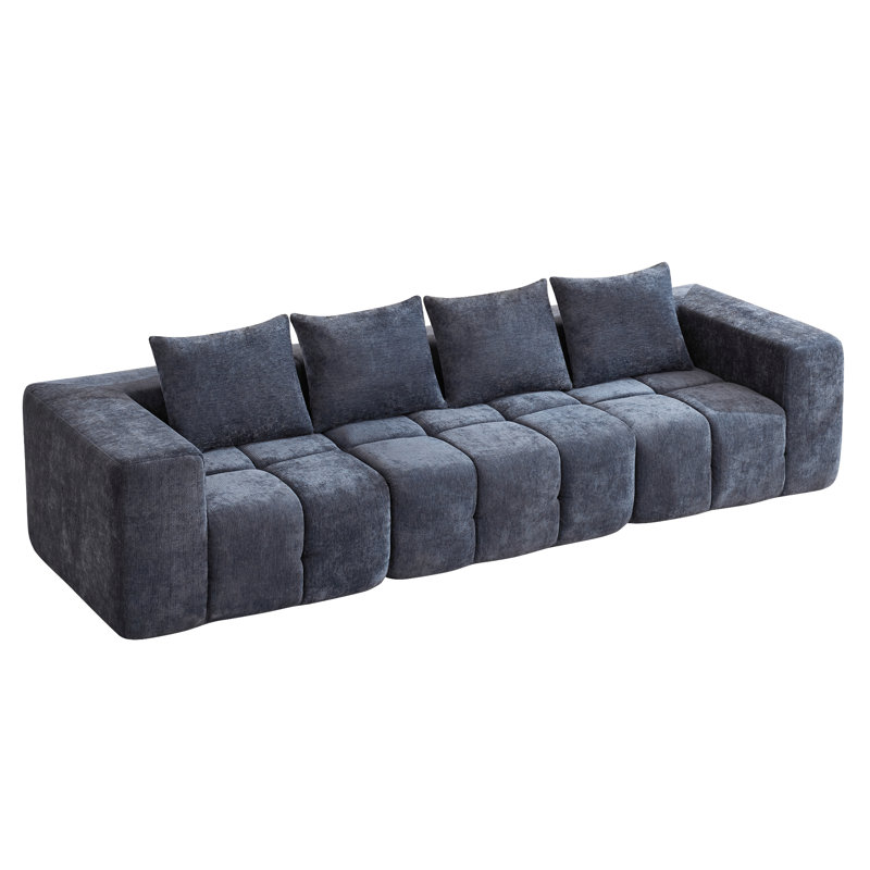 Causeuse modulaire avec accoudoirs l 12,4 po, canapé sans cadre, Bleu, 3