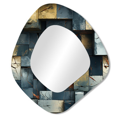 Miroir mural industriel moderne en béton industriel I - Brick 3D Shape