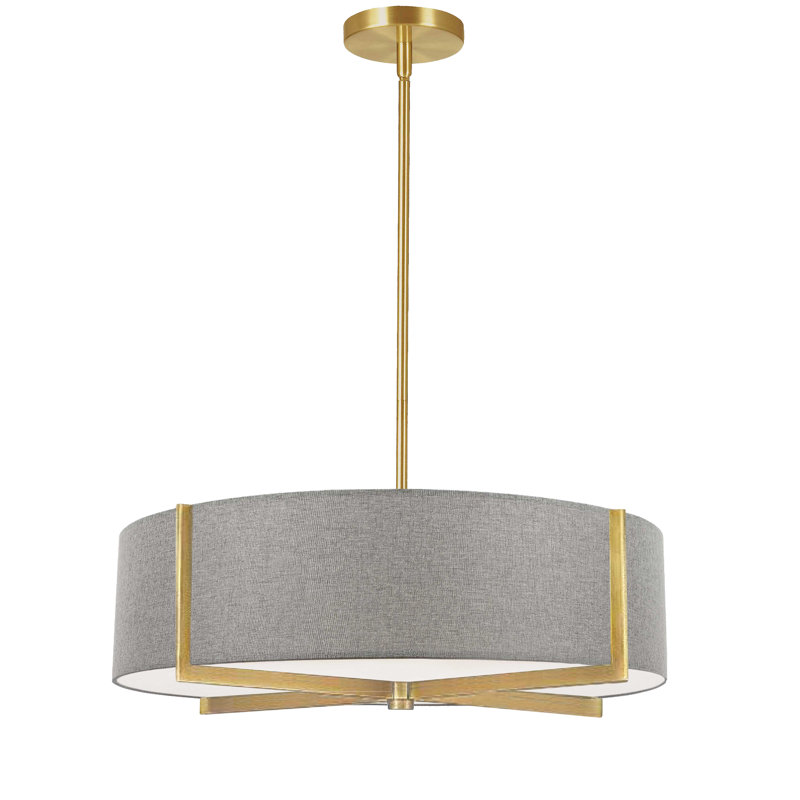 Preston 4 Light Incandescent Pendant, Aged Brass, Gray