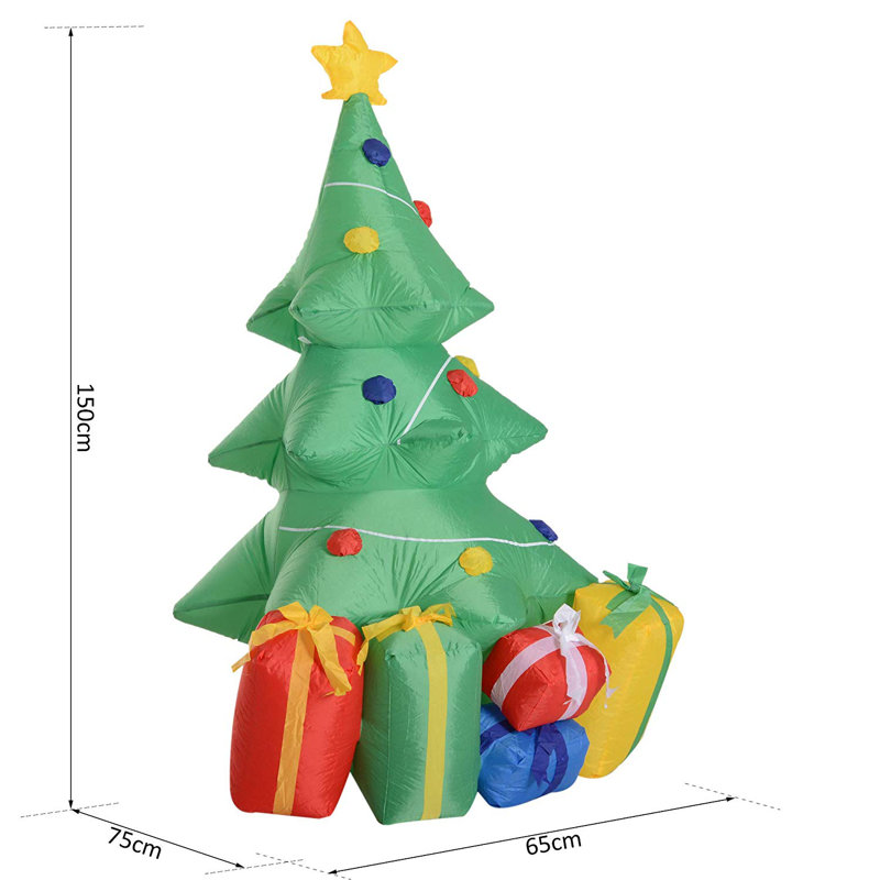 HOMCOM 5ft Inflatable Christmas Tree Xmas Air Blown LED Holiday Decoration