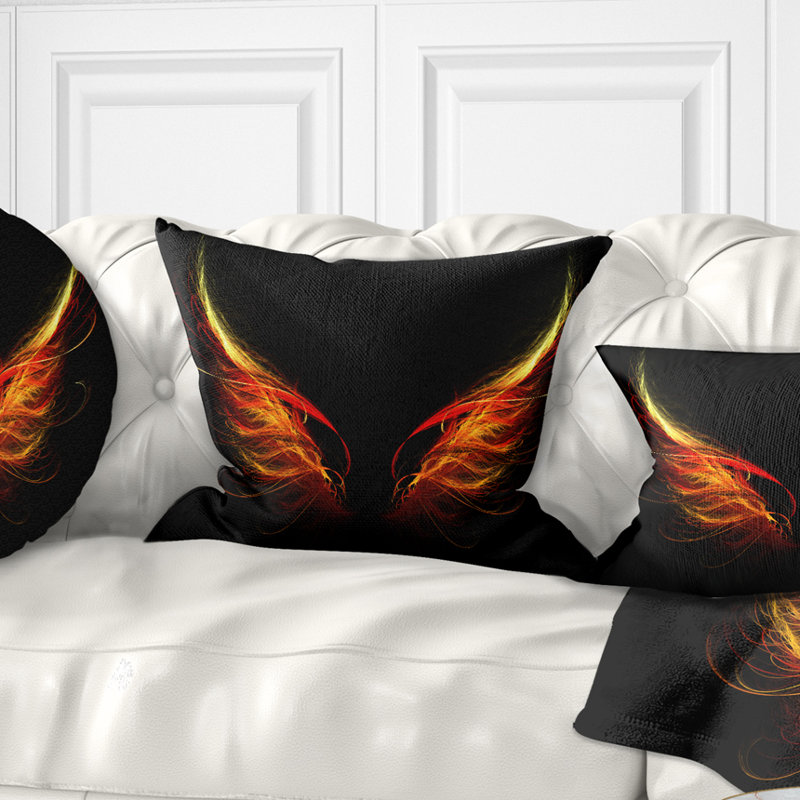 Enfer de l'enfer sur fond noir - coussin imprimé abstrait, 16 po x 1 po, Coussin décoratif