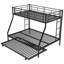Lit simple sur lit double avec structure en acier robuste, lit superposé avec lit gigogne simple, échelles à deux côtés-100263899