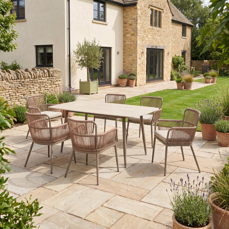 Steel Patio Dining Set Table,, Brown