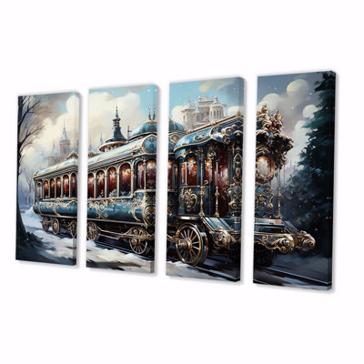 «Christmas Train Journey I - Transport train», ensemble de 4 décorations murales