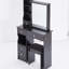 Petit - Petit meuble-lavabo avec tiroir à gauche 29,2 po et tabouret, très grand miroir coulissant, rangement multicouche, style américain, noir